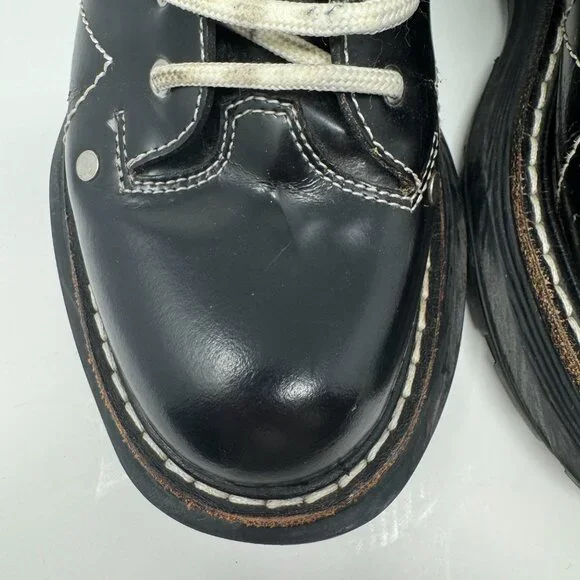Alexander McQueen Tread Black Leather Lace Up Combat Boots EU 38 - Picture 4 of 16